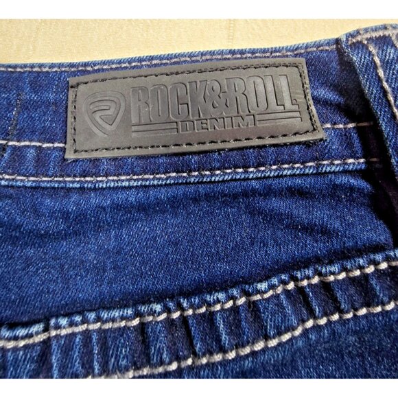 Rock & Roll Denim High Rise Trouser Flare Jeans Womens 27x34 Button Fly Stretch - Picture 7 of 16